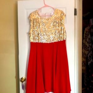 Red and Gold Sequin Dress